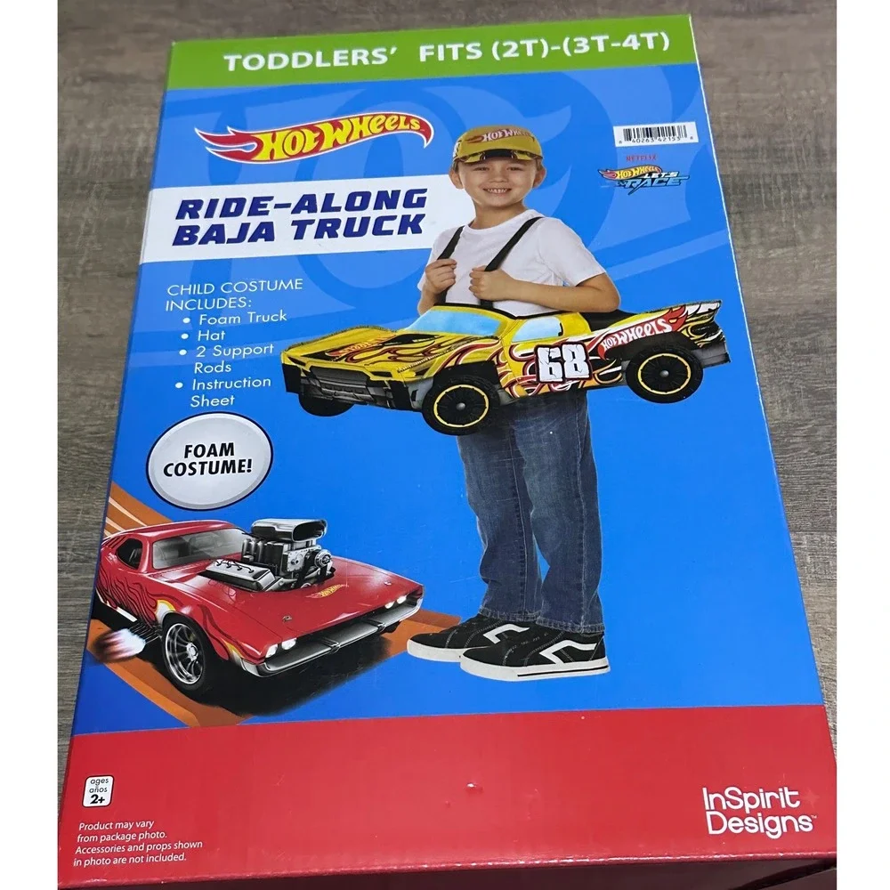 Hot Wheels Ride-Along Baja Truck Toddler Foam Costume Fits Size 2T-(3T-4T) NWT